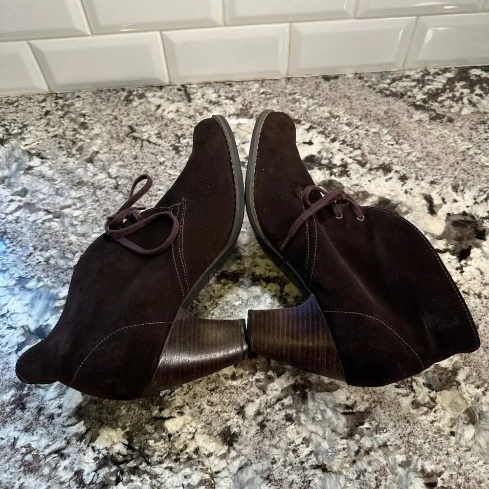 INDIGO BY CLARKS SUEDE LEATHER ANKLE LACE UP BOOTS BOOTIES HEELS